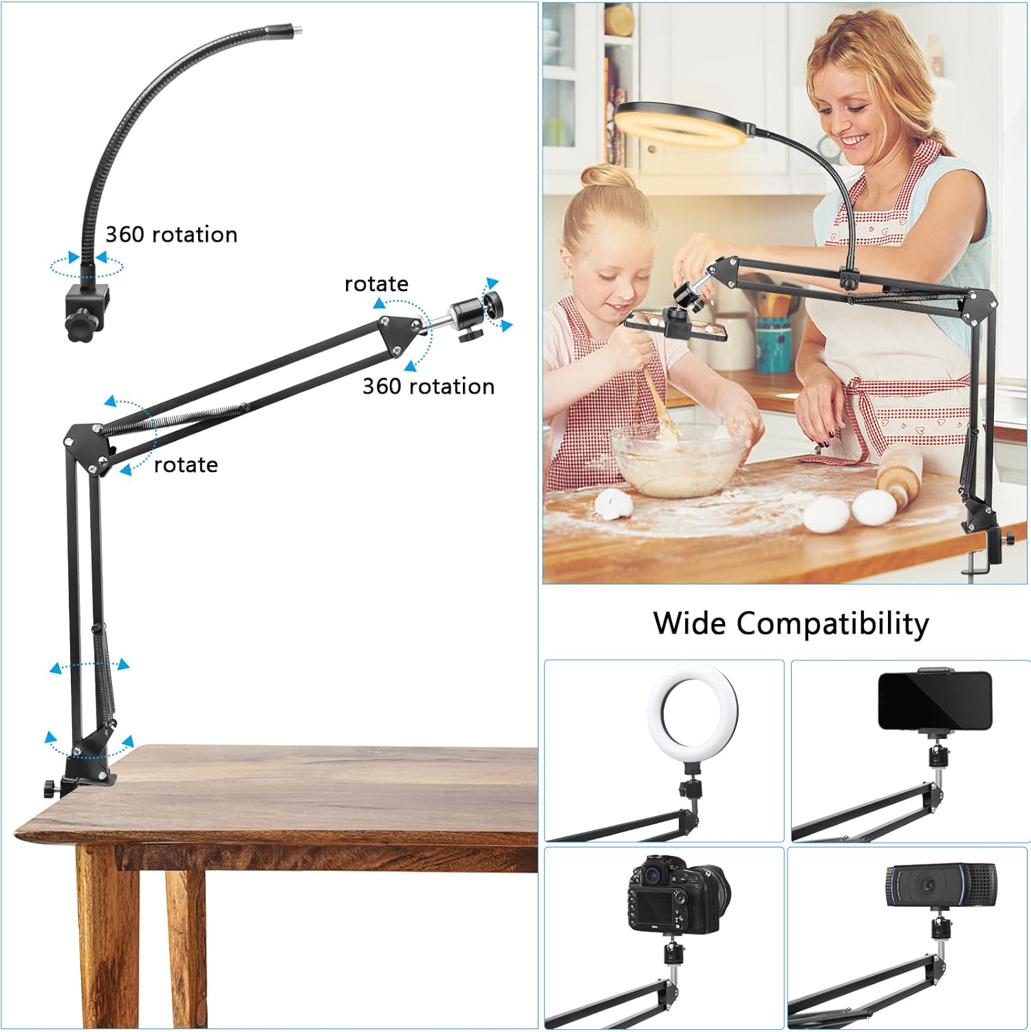 Ring Light with Stand and Phon - Webcam Ring Light 评论和价格