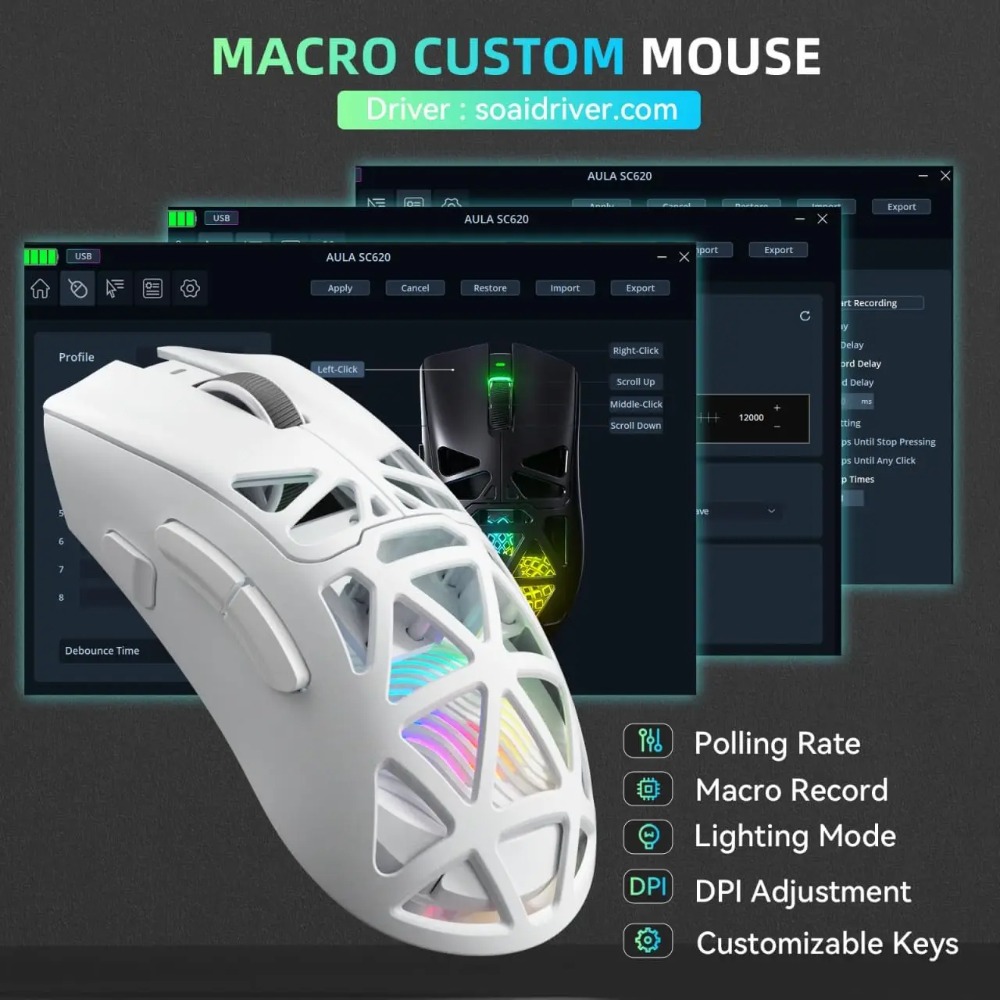 AULA SC620 Gaming Mouse Wired/ - Esports Gaming Mouse Weight Adjustable 评论和价格